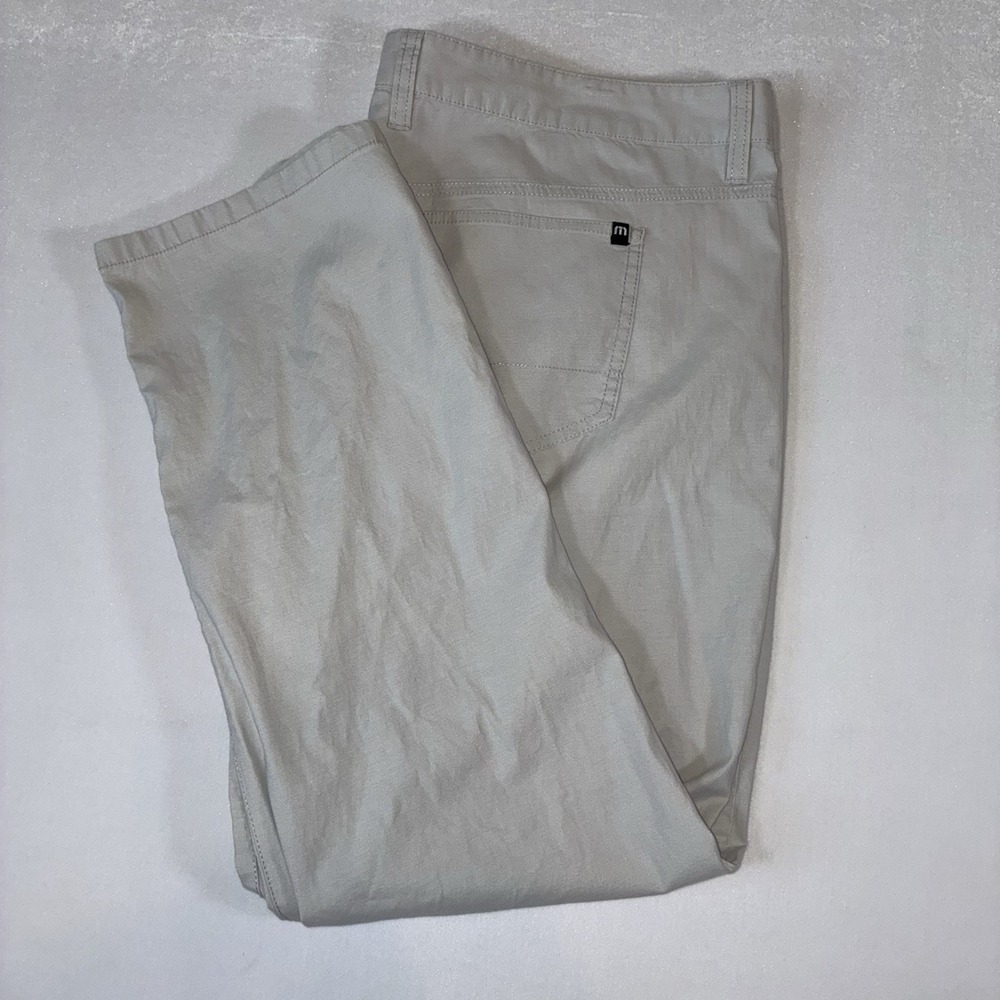 TravisMathew Pants Mens 42x30 Gray Tencel Cotton Stretch Straight‎ Golf Chino